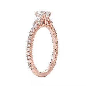 Clásico 925 Sterling Sliver D Color VVS corte redondo Moissanite halo oculto anillo de compromiso Simple para mujeres - Product Image 4