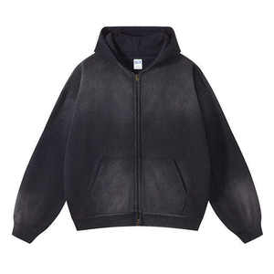 Survêtement streetwear zippé 100% coton French Terry délavé au soleil vintage avec logo personnalisé surdimensionné effet délavé à la pierre - Product Image 6