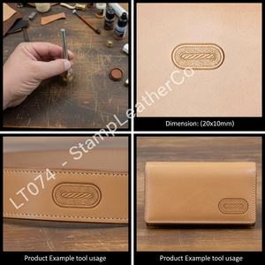 LT074 Tampon cuir 20x10mm (13/16 "x3/8") Rope Design ovale pour l'artisanat - Product Image 1