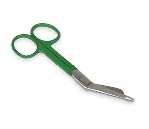 Ciseaux de coupe de pansement chirurgical vétérinaire médical ciseaux d'allaitement premiers soins Lister acier inoxydable 14 Cm anneaux verts CE ISO - Product Image 1