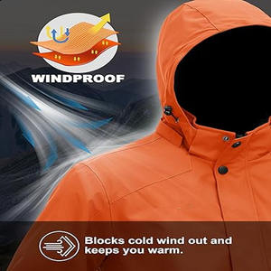 Chaquetas de lluvia con cremallera completa para hombres Logotipo personalizado Ropa de invierno al aire libre Personalizar chaqueta cortavientos con capucha de retazos. - Product Image 4