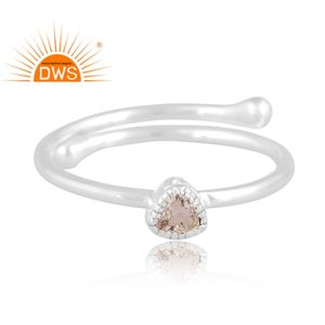 แหวนพลอยอความารีนธรรมชาติแบบเรียงซ้อนได้สีเงินสเตอร์ลิงขายดีที่สุดผู้ผลิตเครื่องประดับตามสั่ง - Product Image 3