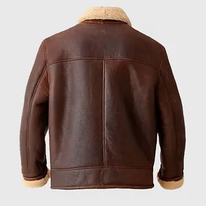 Brown Leather Bomber <b>Jacket</b> - Product Image 2