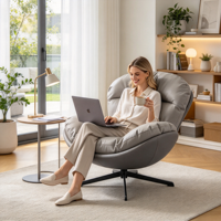 Fauteuil œuf moderne pivotant en similicuir, fauteuil d'appoint rembourré pour salon et chambre à coucher
