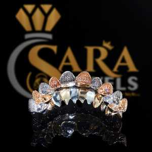 Chapado en oro personalizado en plata esterlina 925 VVS Moissanite Diamond Grillz Iced Out Top & Bottom Set para Hip Hop Bling - Product Image 3