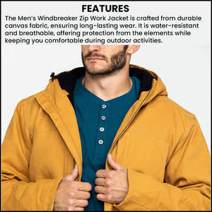 Veste de travail coupe-vent à fermeture éclair pour hommes, résistante à l'eau et respirante, pour un confort et une protection tout au long de la journée - Product Image 5