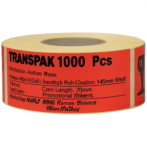 TRANSPAK 1000 Pcs/Roll Red Warning Label Caution Glass 145mm Length 70mm Width Promotional Stickers - Product Image 3