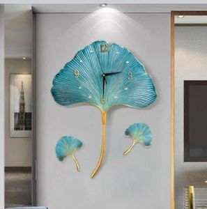 Ak นาฬิกาติดผนังโลหะ,นาฬิกาทองเหลืองหรูหราสำหรับตกแต่งบ้านกลีบดอกไม้ทันสมัยสีทะเลปี3D - Product Image 1