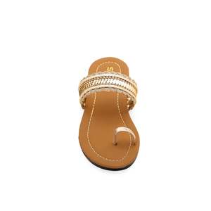 Sandales dorées décontractées à talons CL1784 - Product Image 1