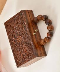 Bolso de mano de madera de acacia natural hecho a mano para mujeres y niñas, bolso elegante de madera para bodas y fiestas, nuevo diseño y precio económico. - Product Image 2