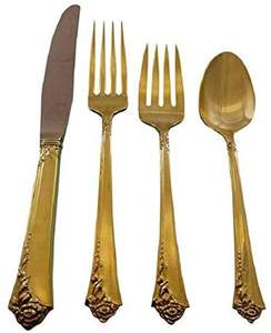 Luxueux ensemble de couverts 26 pièces plaqué or service de traiteur ensemble de couverts en métal en laiton massif style unique avec boîte en velours - Product Image 6