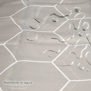 Tenda da doccia beige con forme geometriche 180x200 cm. Impermeabile - Product Image 5