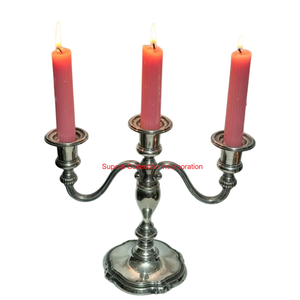 Candelabro de hierro y plata con estilo al por mayor, candelabros de 3 brazos para la decoración de la Mesa del hogar, excelente precio para suministros de Navidad para hoteles - Product Image 1