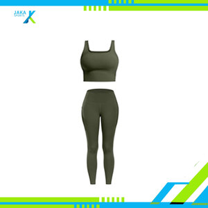 2 Piece Workout Set for Women <b>High</b> <b>Waisted</b> <b>Leggings</b> Pockets <b>Tummy</b> <b>Control</b> Biker Shorts Sports Bra Yoga Activewear Front - Product Image 4