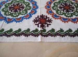 Nueva Cubrecama Suzani de Lino y Algodón Hecha a Mano, Bordada con Diseño Personalizado, Hermosa Manta Bohemia India Multicolor Ecológica - Product Image 4