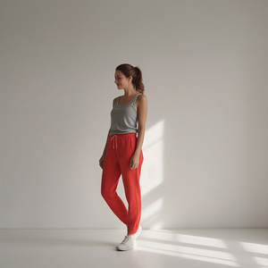 กางเกงวอร์มผ้าฟลีซผ้าฝ้ายสำหรับผู้หญิงกางเกงออกกำลังกายลำลองมีกระดุมเอวสำหรับใส่ออกกำลังกาย - Product Image 6