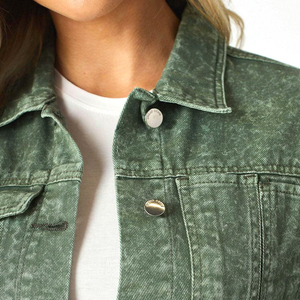 Chaqueta vaquera de manga larga para mujer hecha a medida, chaqueta vaquera para mujer, chaqueta vaquera lisa de Invierno para mujer - Product Image 4