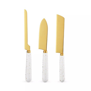 Venta al por mayor personalizado cuchillo de queso Promoción de acero inoxidable cuchillo de queso conjunto con mango de latón de forma ovalada - Product Image 6