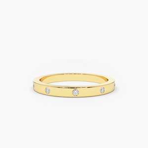 Juego de bruñido Moissanite Diamond Full Eternity Gold Ring para mujer, banda apilable moderna y minimalista, joyería nupcial elegante - Product Image 1