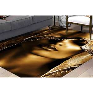Alfombra Dorada con Retrato de Mujer, Alfombra Antideslizante, Alfombra Suave con Pelo Largo - Product Image 2