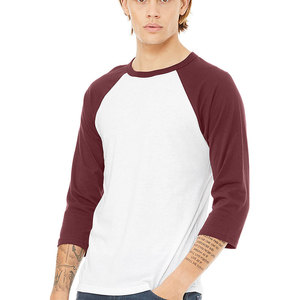 Camiseta de manga raglán de algodón 100% para hombre, camisetas deportivas de manga completa con cuello redondo transpirable - Product Image 5