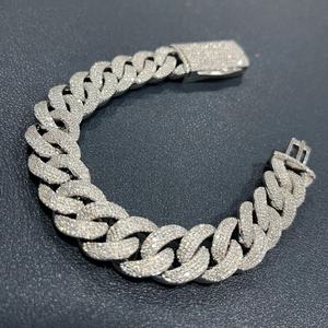 Oro amarillo estilo Hip Hop VVS Moissanite corte redondo diamante hielo cubano enlace moda fiesta pulsera para Unisex 925 plata esterlina - Product Image 3
