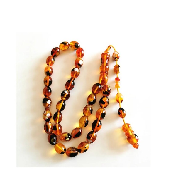 Amber Rosary Tasbih Islamic Prayer Tasbeeh Good Quality Indian Product Single Piece Packing Resin Tasbih 33 Beads