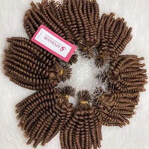 100% มนุษย์ผมที่มีคุณภาพที่ดีที่สุดเคราติน F เคล็ดลับต่อผมลึกหยิกสีน้ำตาลนุ่มและเงางาม - Product Image 2