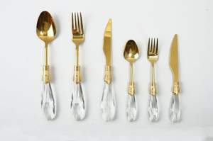 Stylish Pink And White Modern Style Resin Handle Cutlery Featuring Silver Head <b>Flatware</b> For Homes Restaurants And Parties - Product Image 5