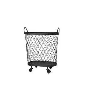 Panier à linge en métal robuste avec roulettes, idéal pour la maison ou l'hôtel, design élégant et peu encombrant, vendu au prix de gros - Product Image 1