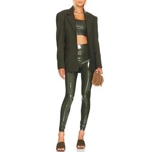Pantalon slim de haute qualité en PU vert, taille élastique, style crayon, longueur intégrale, mode printemps - Product Image 2