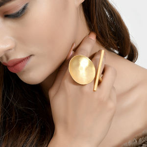 Creative Design <b>Plain</b> Polished Designer Brass Gold Plated Women Jewelry Band <b>Ring</b> Wholesale Supplier At Best Quality - Product Image 4