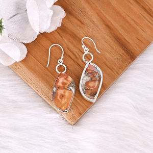 Nouveauté Boucles d'oreilles pendantes en pierre de jaspe Malinga bohème, vente chaude, plaqué argent laiton, pour femmes, cadeaux, bijoux - Product Image 4