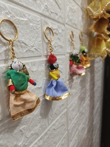 Assorted Color Puppet Keychain Traditional Indian Souvenir with DollCouple Mix Cloth Wall Hanging Unique Gift Keyring CarHanging - Product Image 4