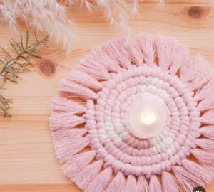 Juego de posavasos de macramé rosa, decoración Bohemia para el hogar, accesorios de cocina, alfombrillas para tazas de café para sala de estar - Product Image 1