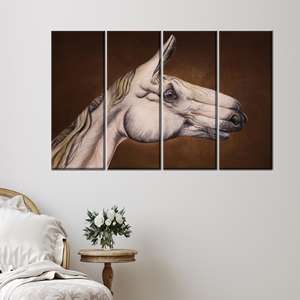 Lienzo Moderno con Estampado de Caballo Surrealista - Arte Abstracto para Decoración de Pared, 4P: Enrollado en Lienzo - Product Image 1