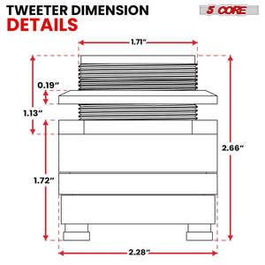 5Core Super Tweeter 1 Inch Neodymium 300W Compression Titanium Bullet Tweeters w Aluminum <b>Frame</b> 2-16kHz Frequency Range - Product Image 5