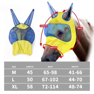 Masque anti-mouches d'été pour chevaux Couvre-nez en maille respirante et légère Protection complète du visage et des oreilles Protection UV pour les culottes d'équitation - Product Image 6