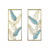 Nouvelle Arrivée Décoration Murale Métallique Feuilles Dorées Artisanat Moderne de Luxe Durable Décoration Géométrique Suspendue Salon Chambre Mariage