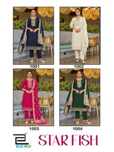 Nuevo diseño de pantalón Kurti para mujer con bordado Jacquard Dupatta Dori Work Sequence de exportación de seda romana con estilo tradicional - Product Image 5