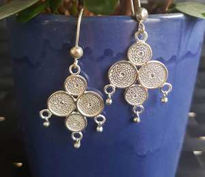 Pendientes de círculos tintineantes de filigrana de plata de alta calidad más vendidos, pendientes de moda india con brillo brillante, suministro de alta calidad - Product Image 1