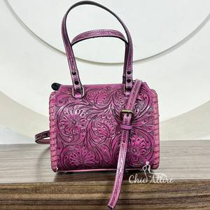 Hand Tooled Leather Mini Travel Duffel <b>Bag</b> Customized Logo Genuine Cow Leather <b>Men</b> & Women Overnight New Travelling Speedy <b>Bags</b> - Product Image 1