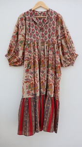 Hoa dài khối <span class=keywords><strong>in</strong></span> váy, maxi Gown Dress, Đảng mặc đóng cổ bông Phụ nữ ăn mặc từ Ấn Độ nhà sản xuất và xuất khẩu - Product Image 3