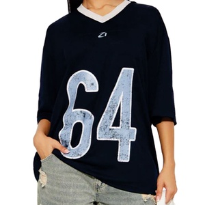 เสื้อยืดเจอร์ซีย์อเมริกันฟุตบอลพิมพ์ลายตัวเลขแบบดิสเทรส คุณภาพพรีเมียม ทรงโอเวอร์ไซส์ สำหรับทุกเพศ ระบายอากาศได้ดี ผลิตจากโพลีเอสเตอร์ สไตล์สตรีทแวร์ - Product Image 4