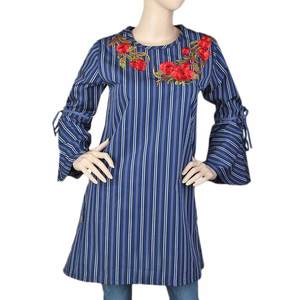 Blusa de Mujer con Rayas Bordadas - Azul Rey - Product Image 1