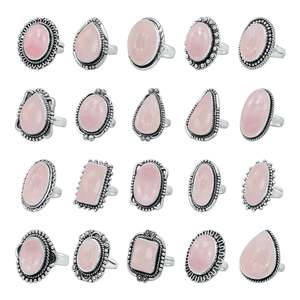 แหวนแต่งงานทำมือจากโรสควอตซ์รูปทรงหลากหลายสำหรับผู้หญิง เครื่องประดับสวยงาม รักแท้ ทำจากเงินแท้ 925 - Product Image 1