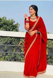 Super elegante diseñador boda fiesta desgaste puro terciopelo tela sari con bordado encaje trabajo mayorista proveedor de la India - Product Image 4