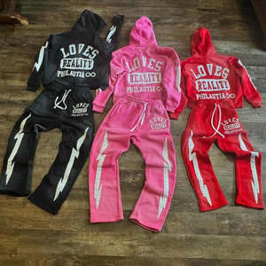 Survêtement personnalisé pour hommes 2 pièces hiver décontracté solide survêtement sport gym poches survêtements imprimé bouffant survêtement ensemble - Product Image 6