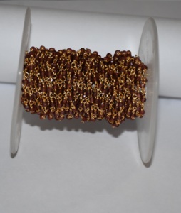 Vente en gros de chaîne de chapelet de perles de pierres précieuses de grenat naturel plaqué or, chaîne de chapelet de perles de rondelle, chaîne de perles pour la fabrication de bijoux - Product Image 6