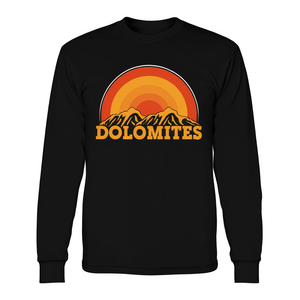 T-shirt a maniche lunghe in stile retrò per escursionisti delle Dolomiti, abbigliamento promozionale in stile retrò - Product Image 2